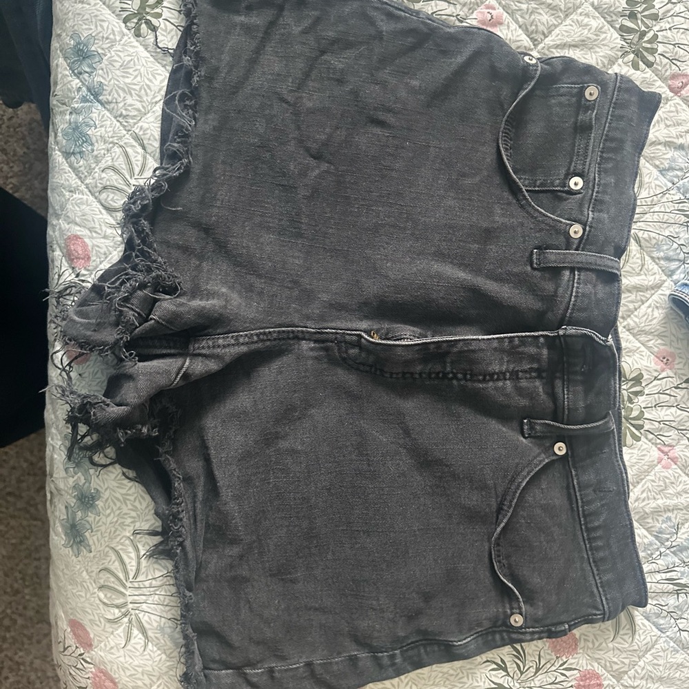 Madewell Black Frayed Hem Denim Shorts